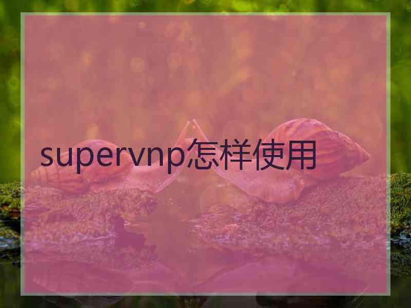 supervnp怎样使用